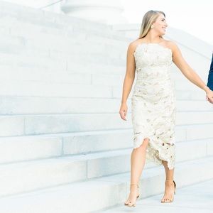 Elliatt Atrium High Neck Lace Midi Dress